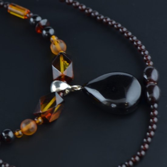 Baltic amber necklace with cherry pendant